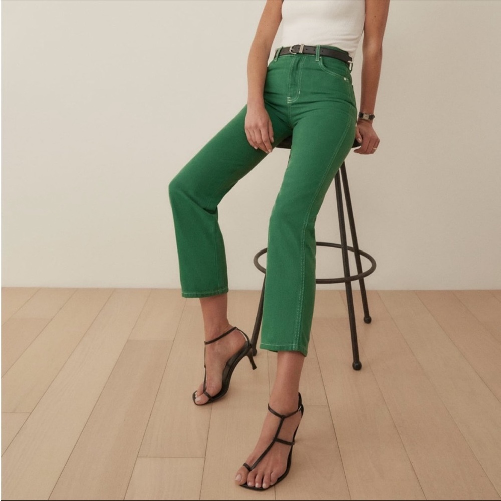 Reformation Cowboy High Rise Straight Jeans Green